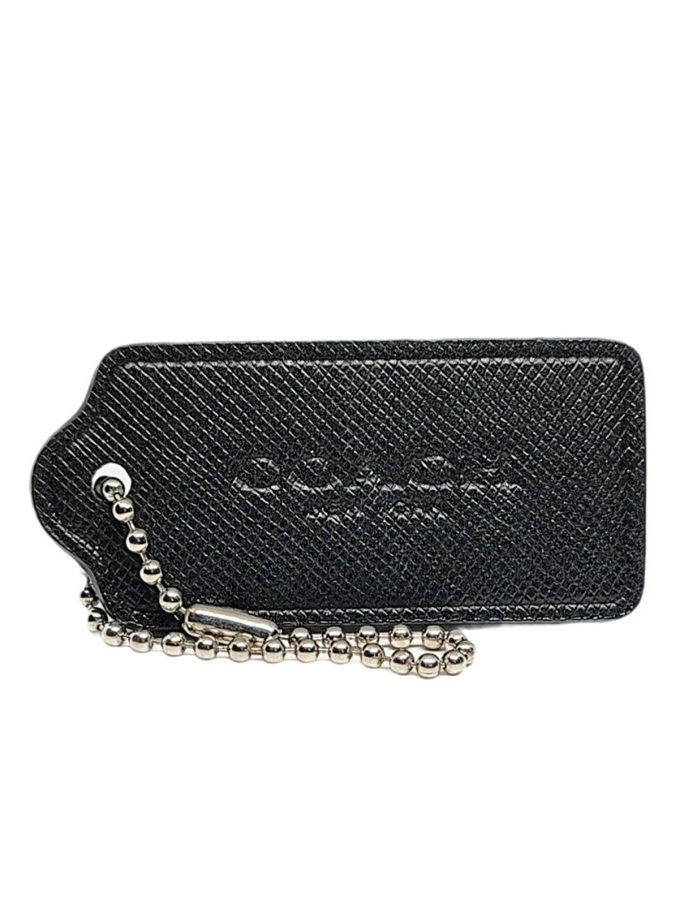 🆕 Coach 2.25" Black Crossgrain Leather Hangtag Bag Fob Charm Keychain RARE - Picture 2 of 5